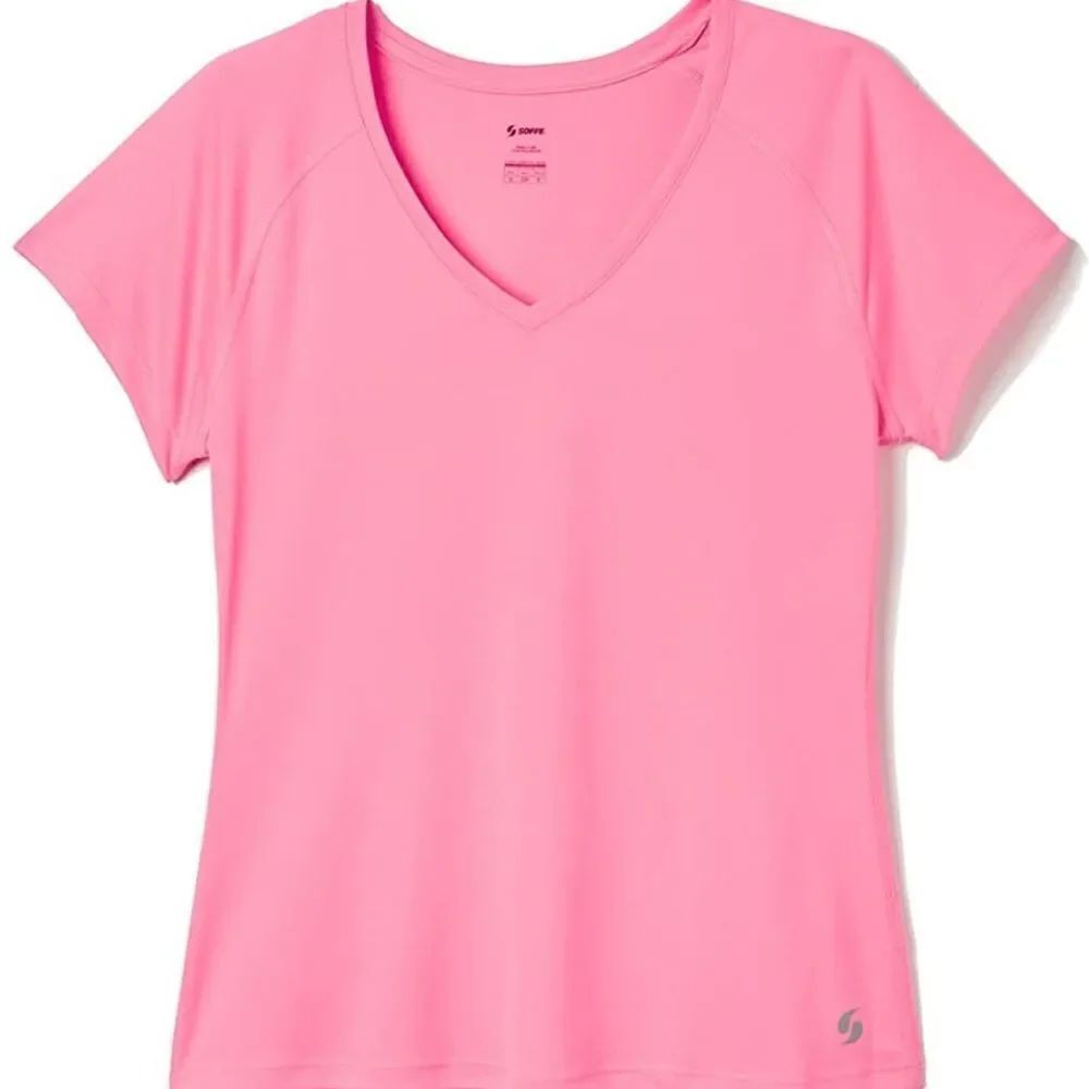 Soffe Women's Pink V-neck Short-sleeve Tee